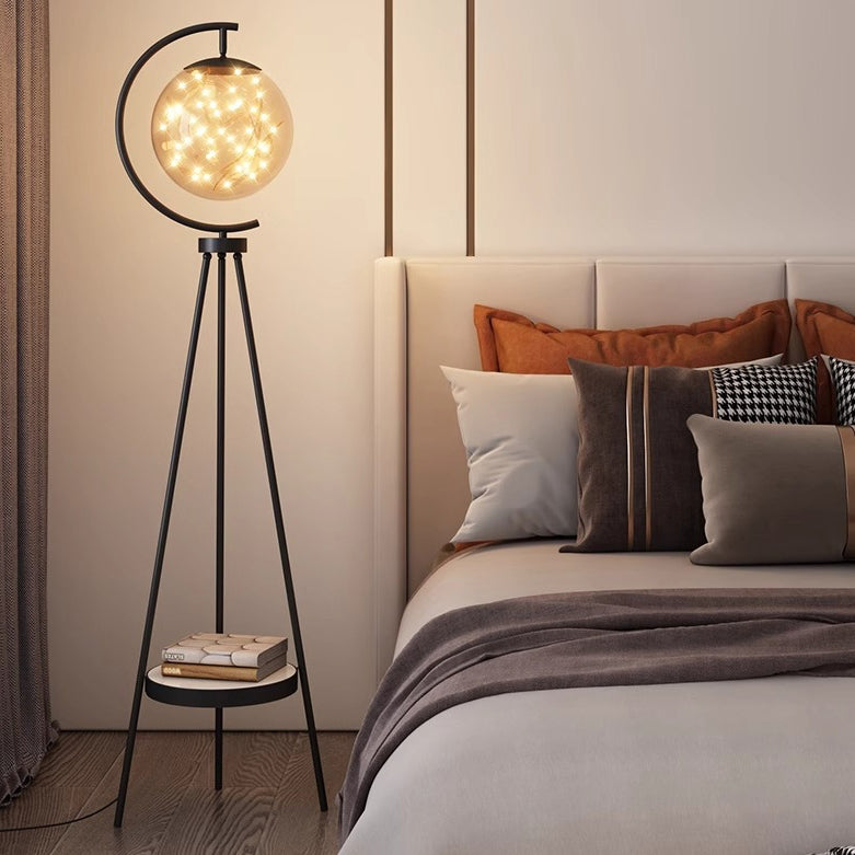 Glass Metal Starry Globe Floor Lamp