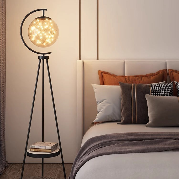Glass Metal Starry Globe Floor Lamp