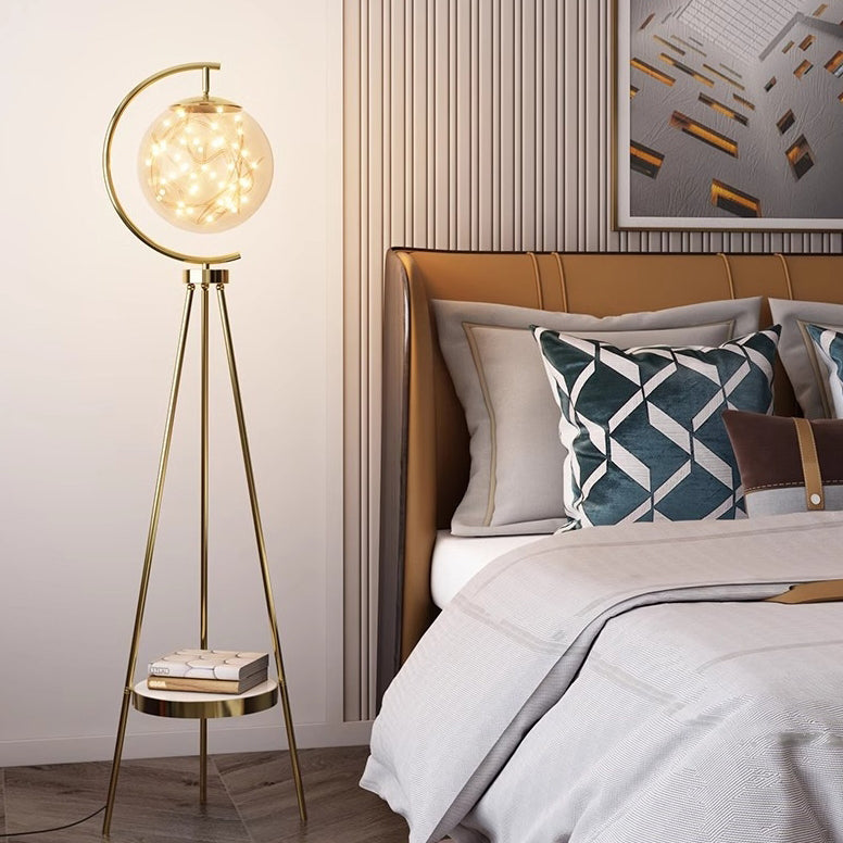 Glass Metal Starry Globe Floor Lamp