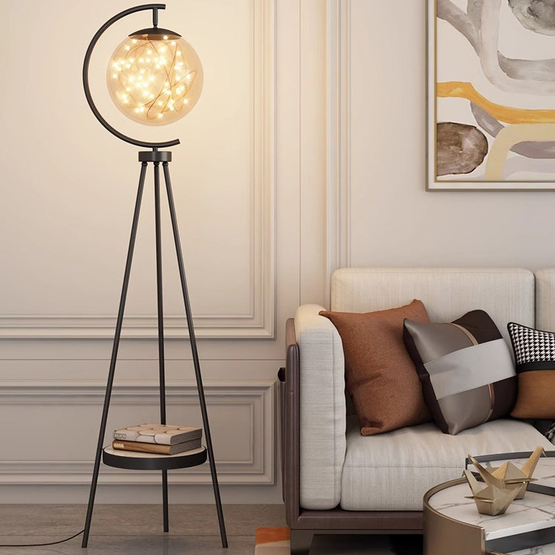 Glass Metal Starry Globe Floor Lamp