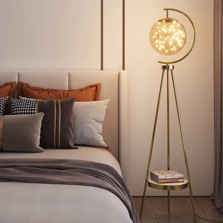 Glass Metal Starry Globe Floor Lamp