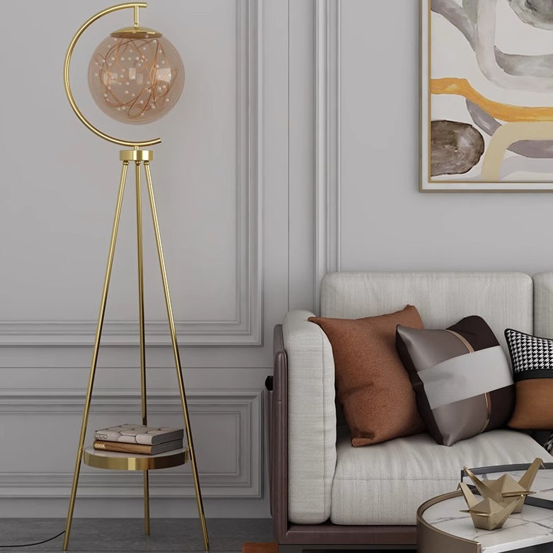 Glass Metal Starry Globe Floor Lamp