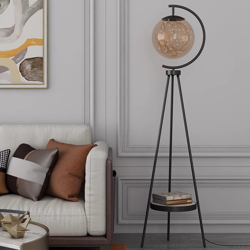 Glass Metal Starry Globe Floor Lamp