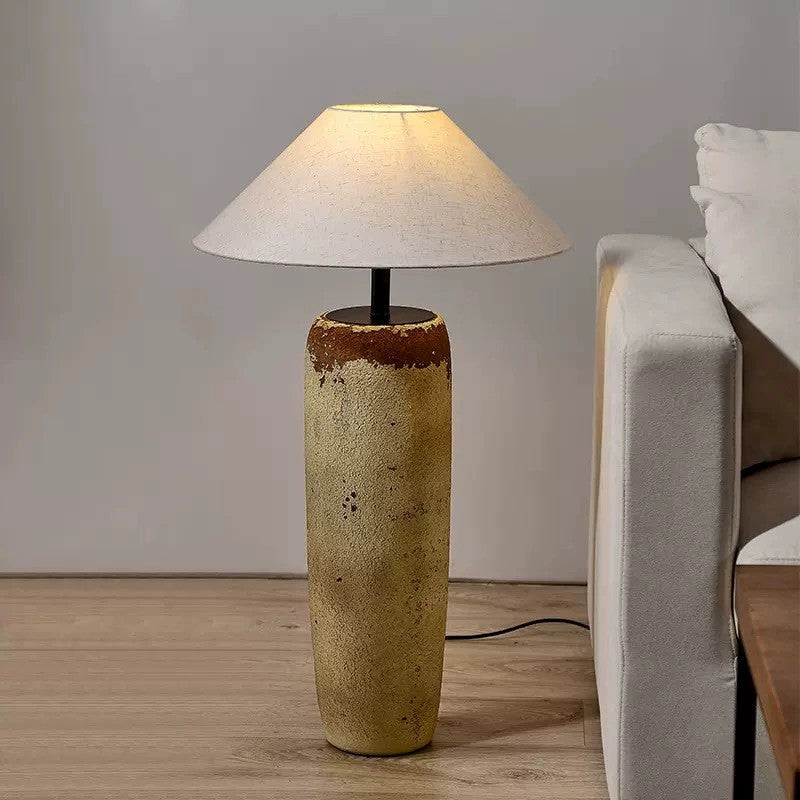 Ceramic Fabric Jar-Shaped Living Floor Lamp