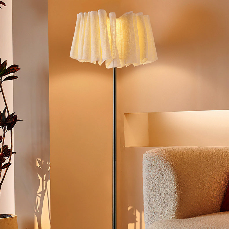 Marble Fabric Metal Pleated Floor Lamp