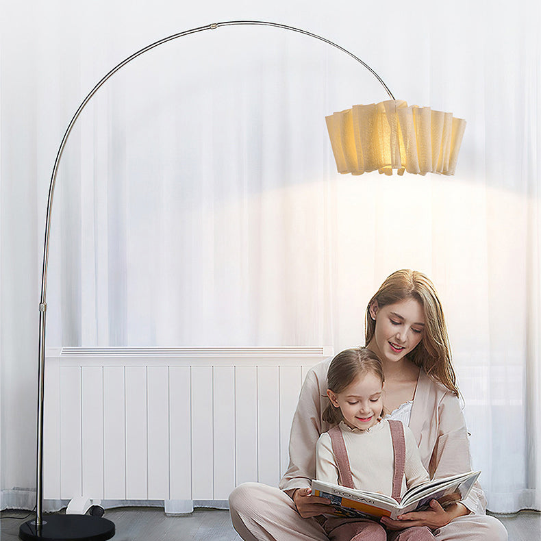 Marble Fabric Metal Pleated Floor Lamp