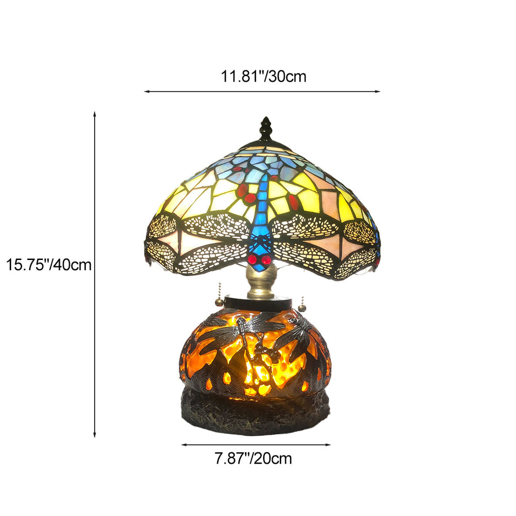 Glass Resin Dragonfly Living 3-Light Table Lamp