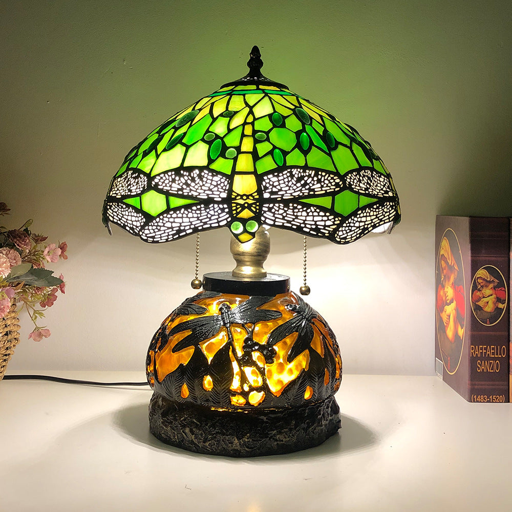 Glass Resin Dragonfly Living 3-Light Table Lamp