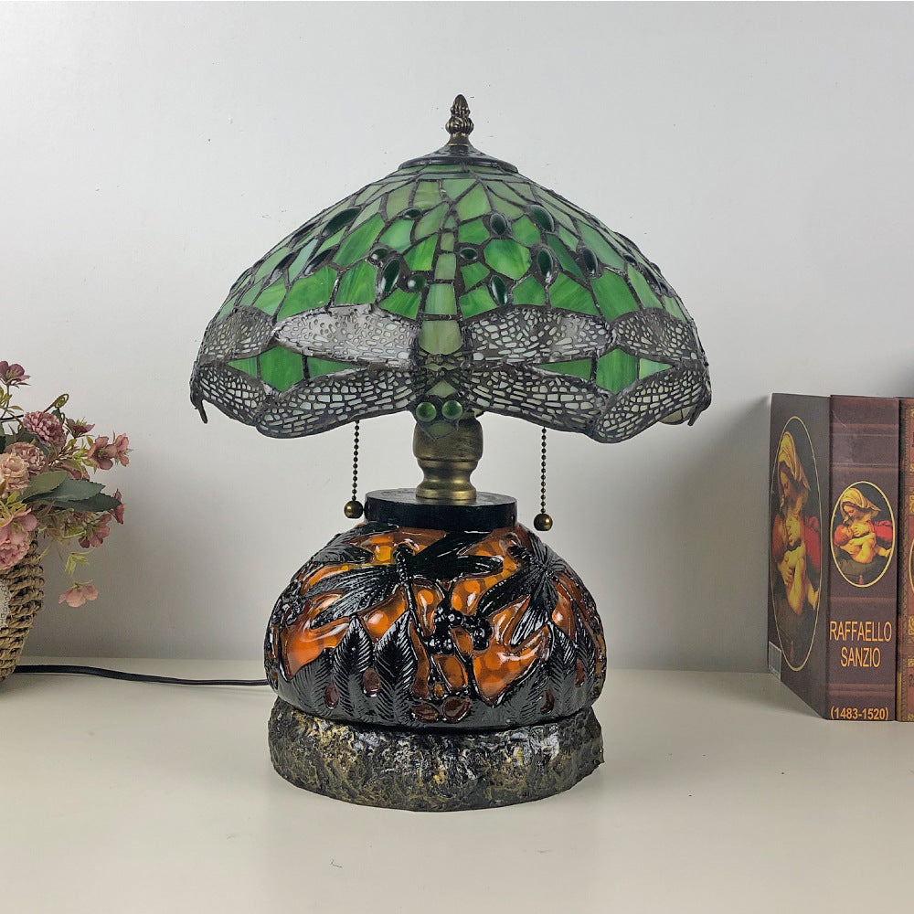 Glass Resin Dragonfly Living 3-Light Table Lamp