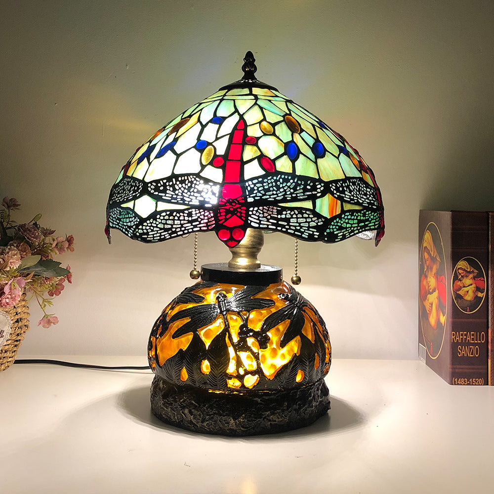 Glass Resin Dragonfly Living 3-Light Table Lamp