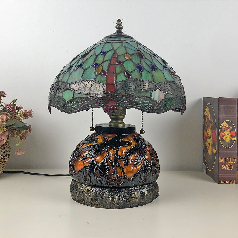 Glass Resin Dragonfly Living 3-Light Table Lamp