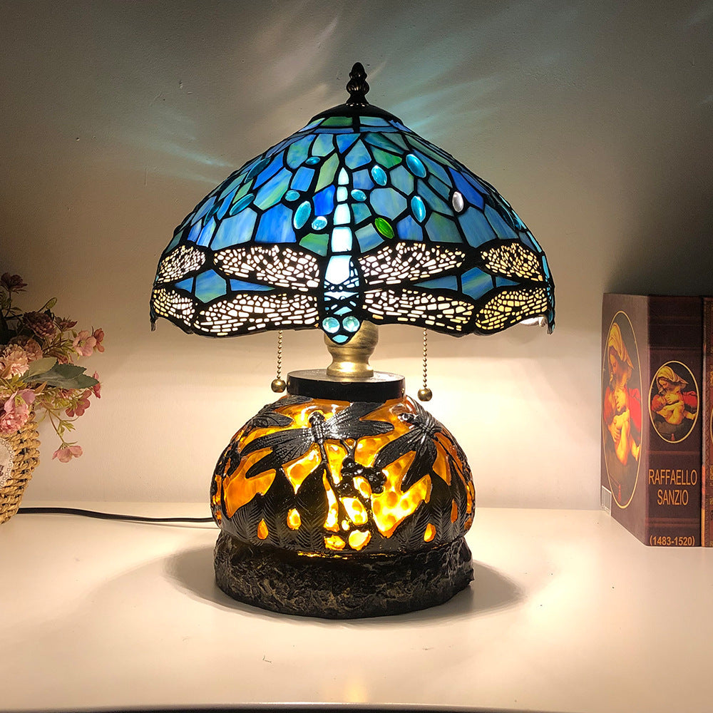 Glass Resin Dragonfly Living 3-Light Table Lamp
