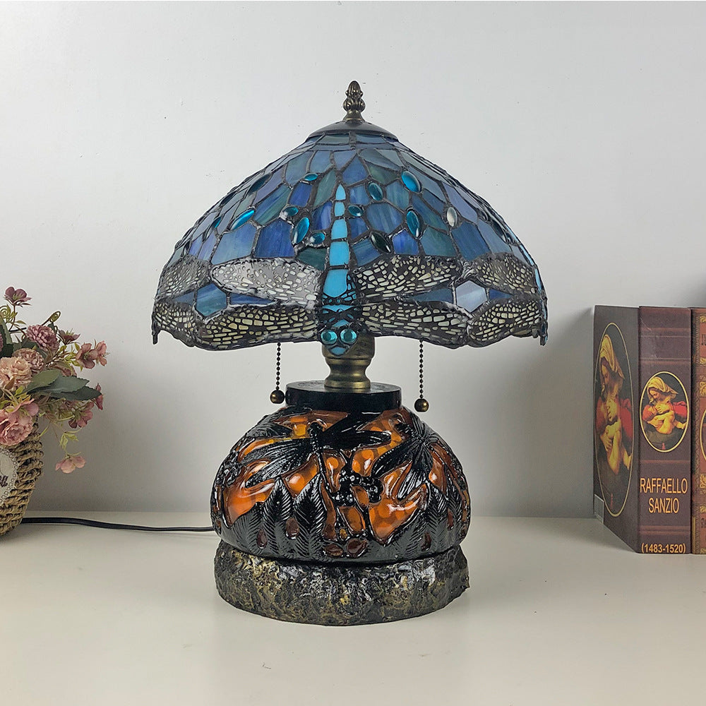 Glass Resin Dragonfly Living 3-Light Table Lamp