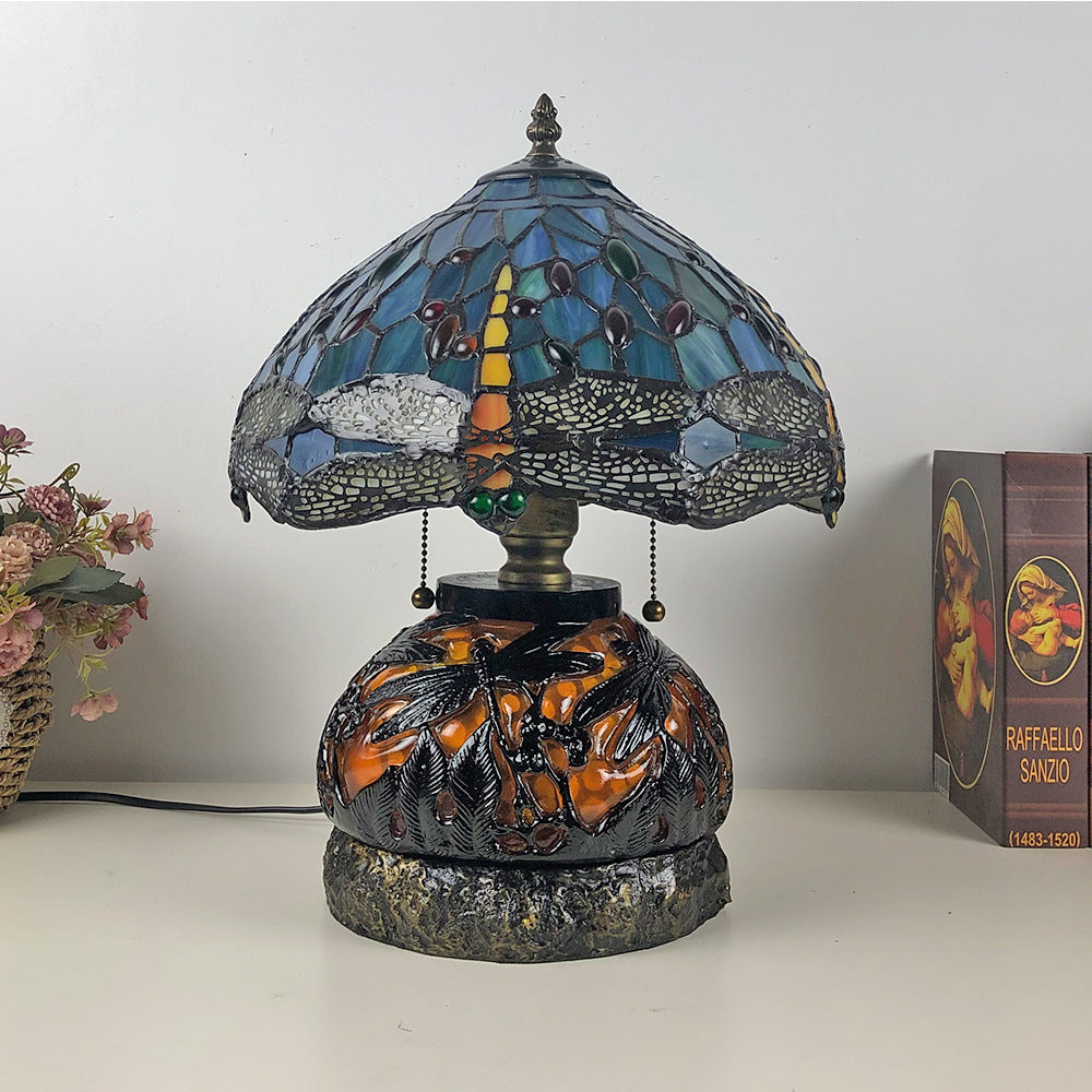 Glass Resin Dragonfly Living 3-Light Table Lamp