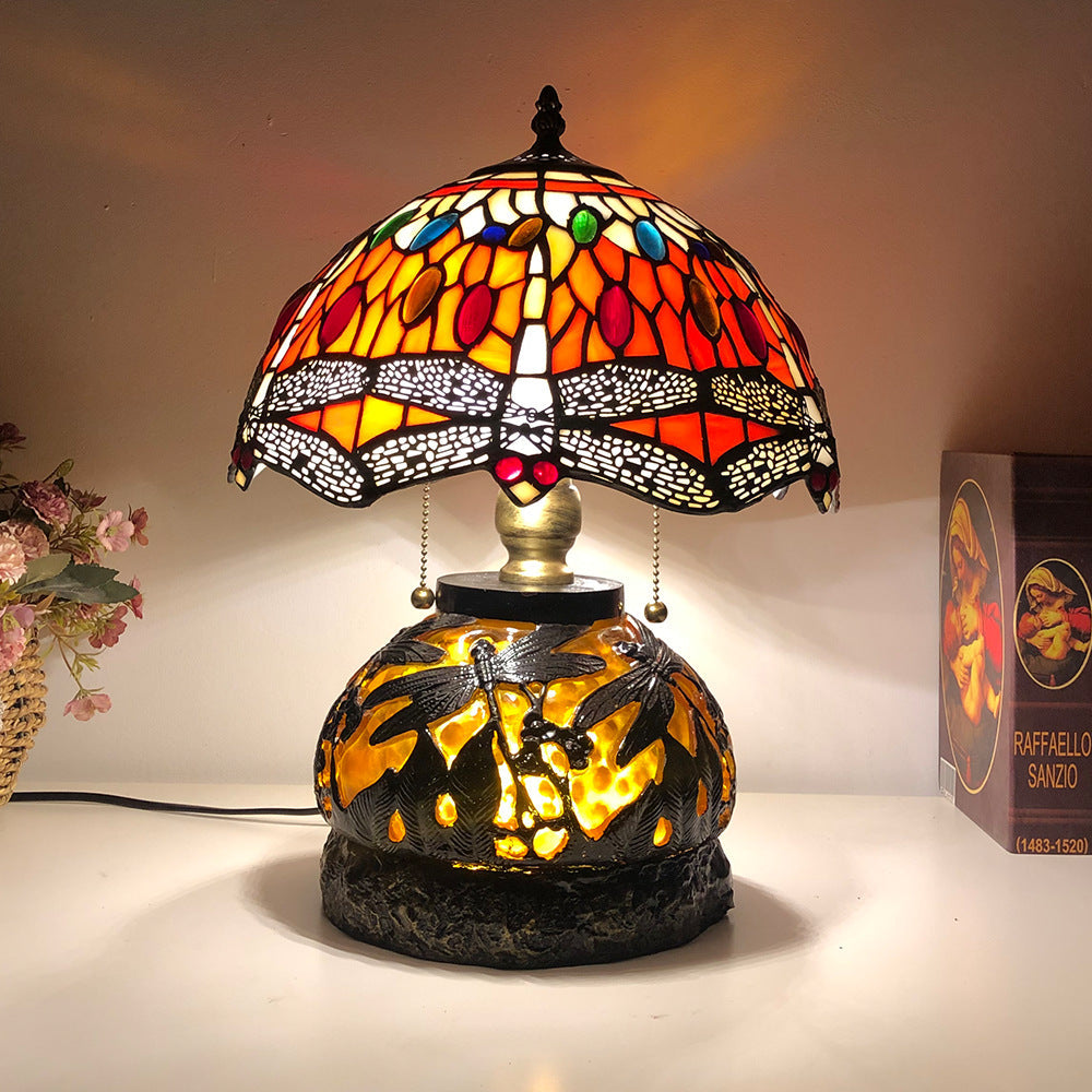 Glass Resin Dragonfly Living 3-Light Table Lamp