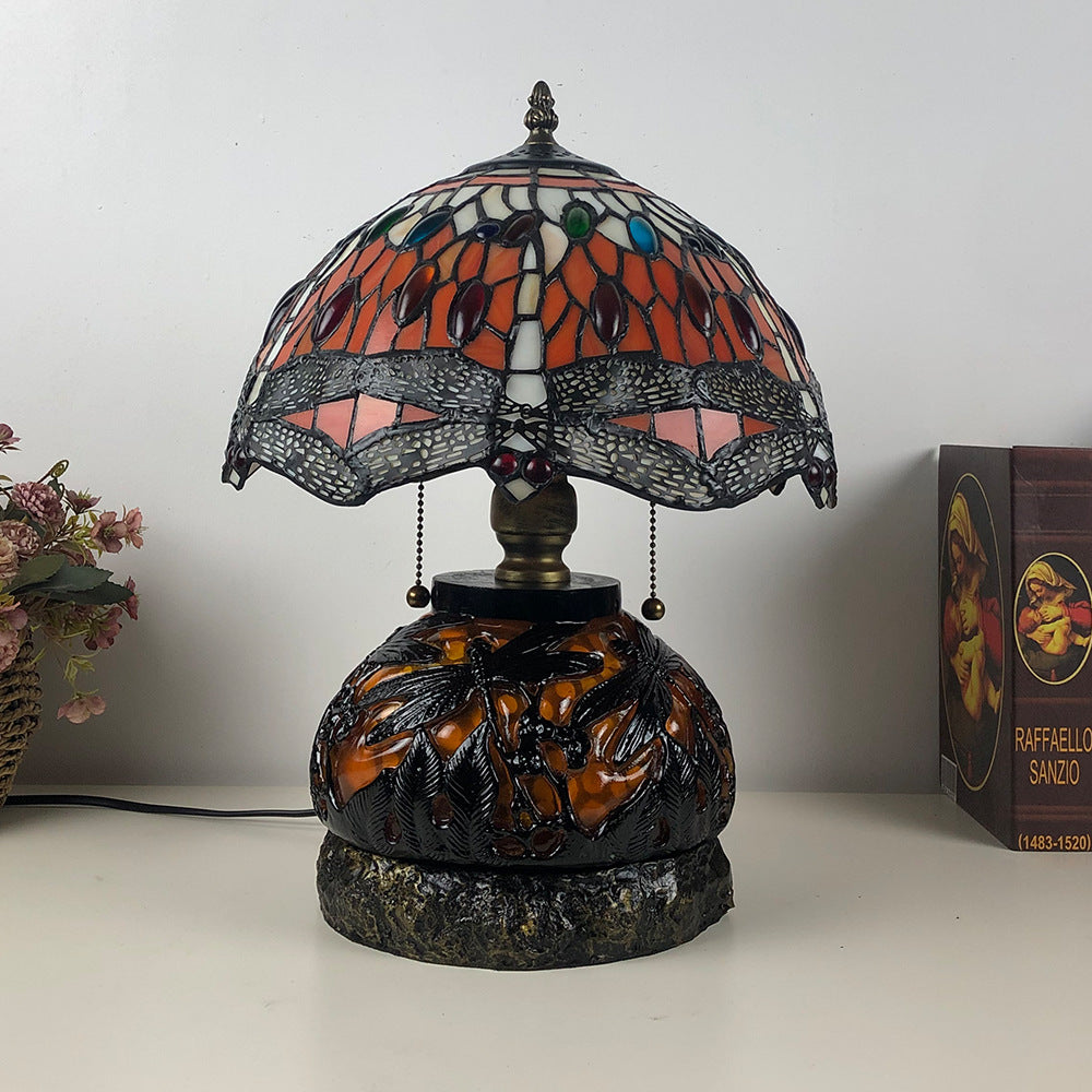 Glass Resin Dragonfly Living 3-Light Table Lamp