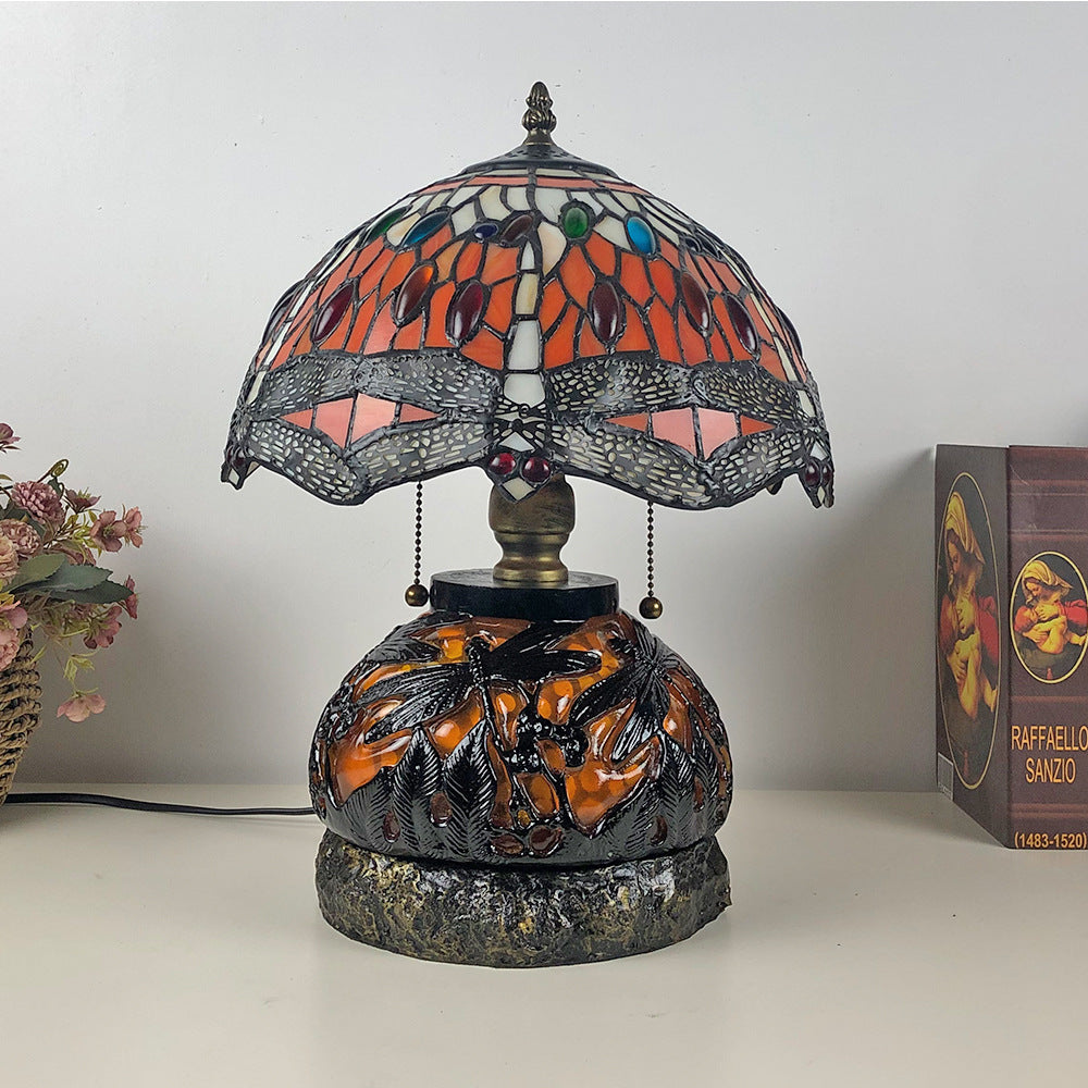 Glass Resin Dragonfly Living 3-Light Table Lamp