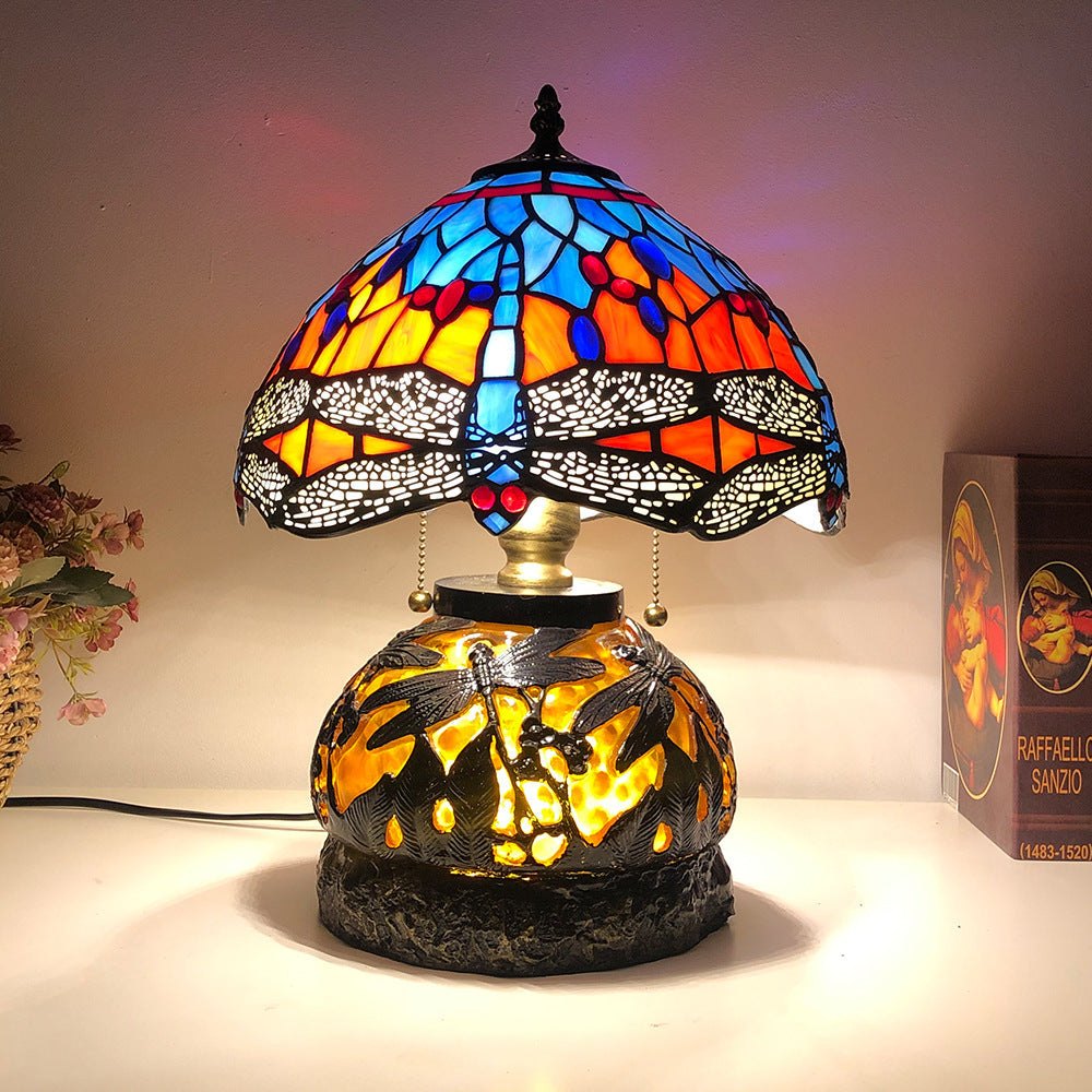 Glass Resin Dragonfly Living 3-Light Table Lamp
