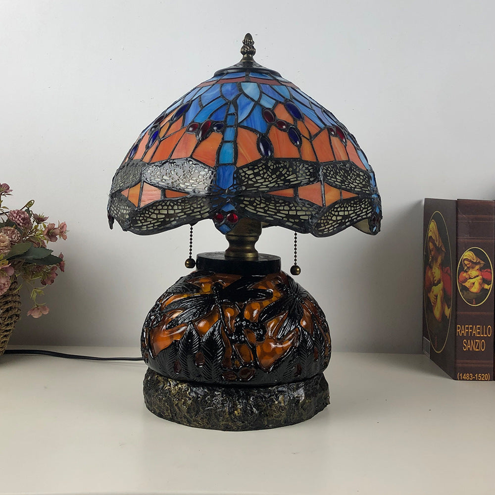 Glass Resin Dragonfly Living 3-Light Table Lamp