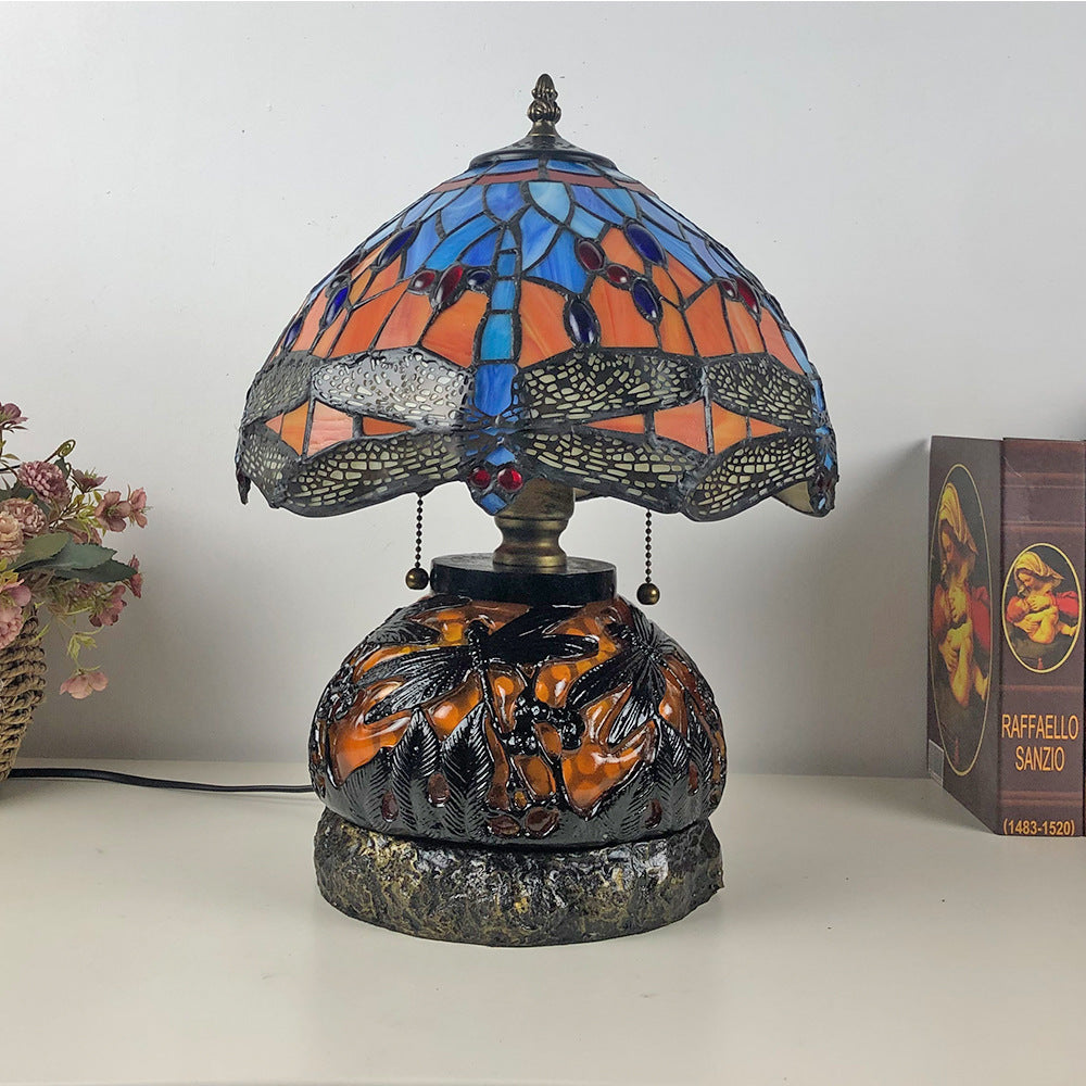 Glass Resin Dragonfly Living 3-Light Table Lamp