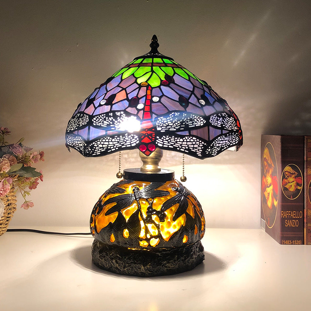 Glass Resin Dragonfly Living 3-Light Table Lamp