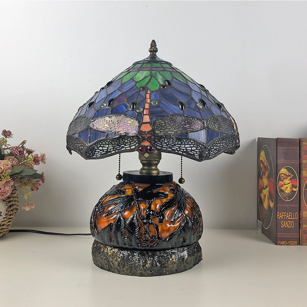 Glass Resin Dragonfly Living 3-Light Table Lamp