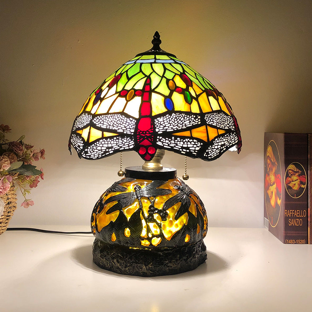 Glass Resin Dragonfly Living 3-Light Table Lamp