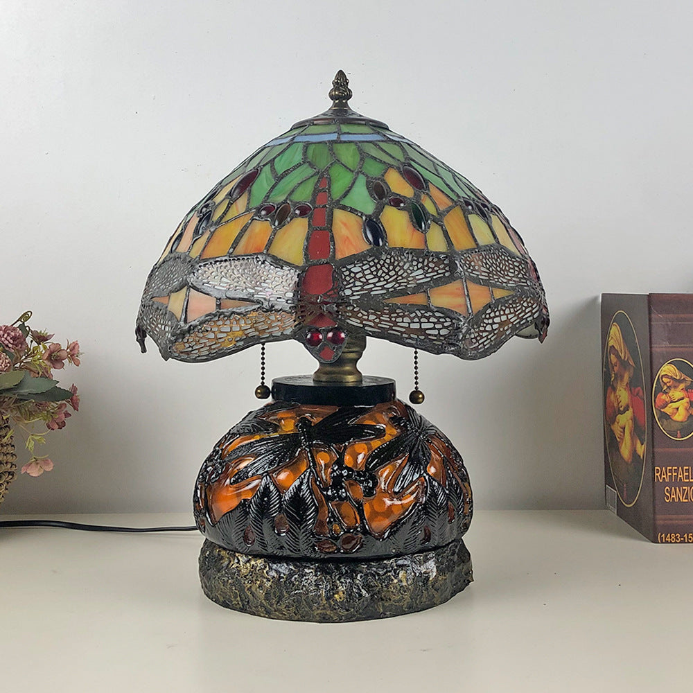 Glass Resin Dragonfly Living 3-Light Table Lamp
