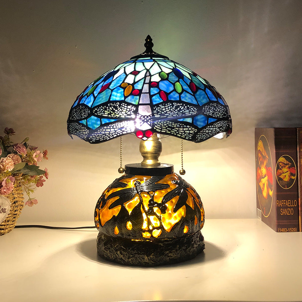 Glass Resin Dragonfly Living 3-Light Table Lamp