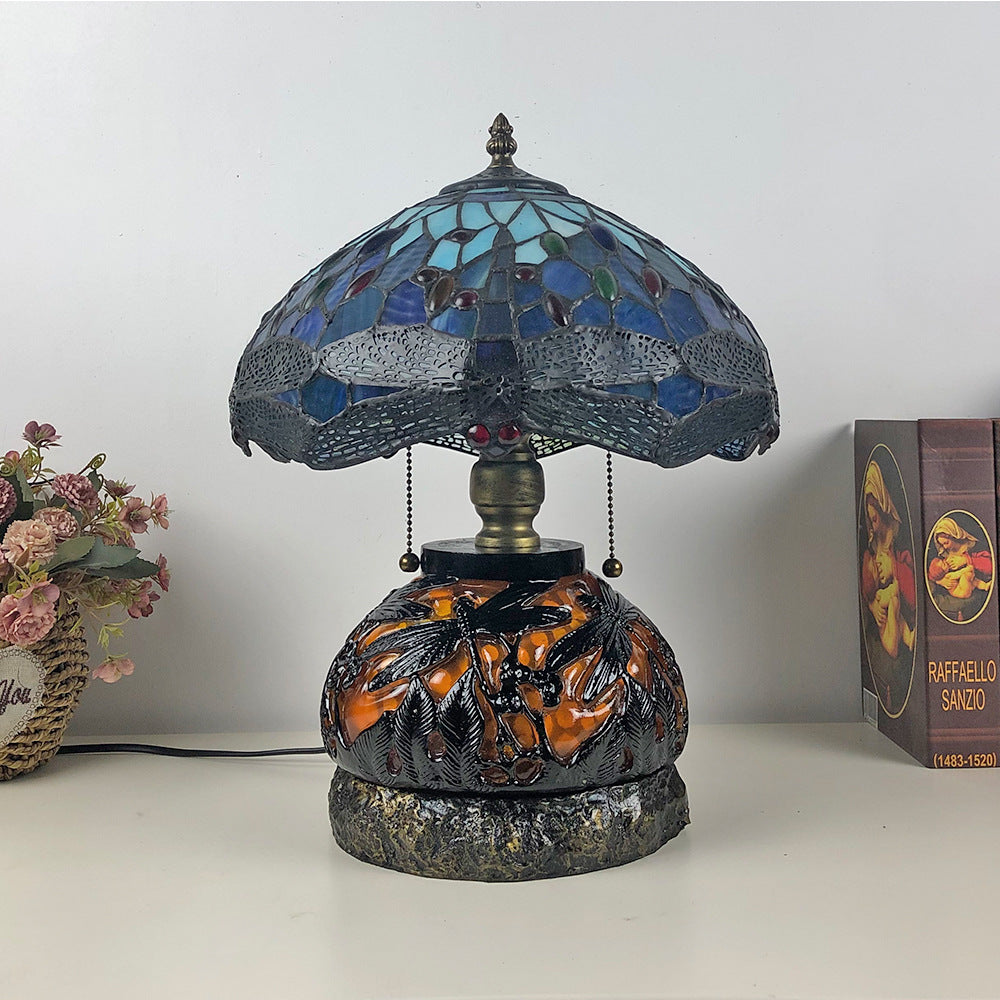 Glass Resin Dragonfly Living 3-Light Table Lamp