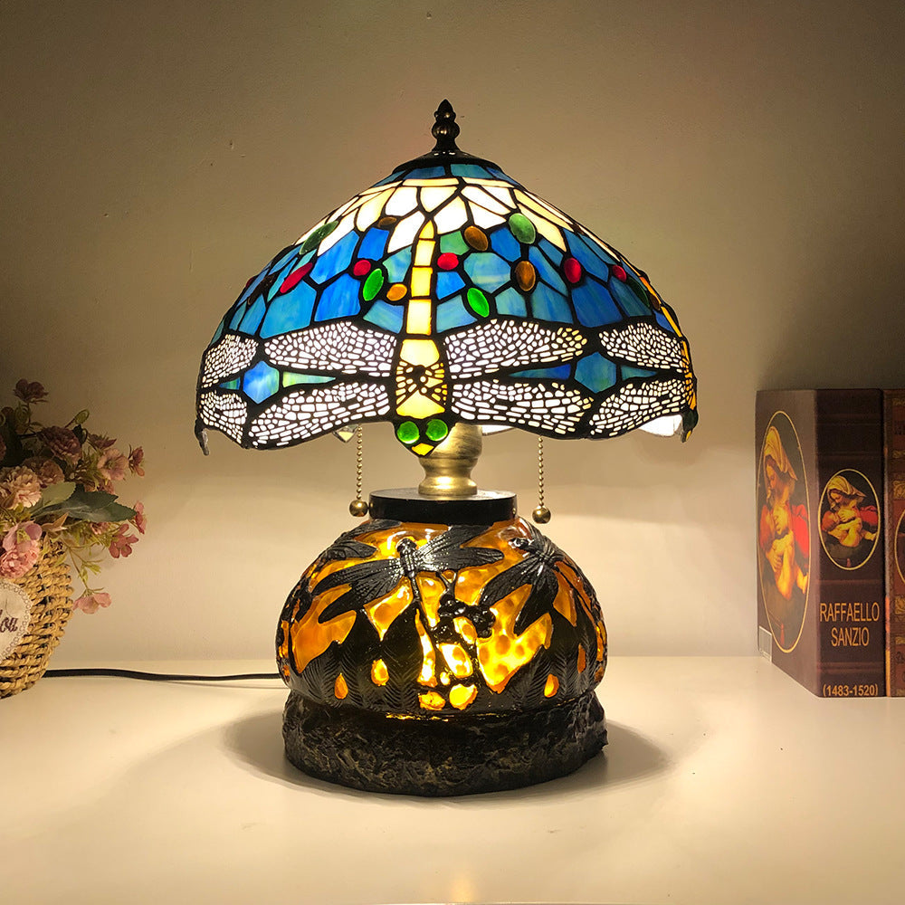 Glass Resin Dragonfly Living 3-Light Table Lamp