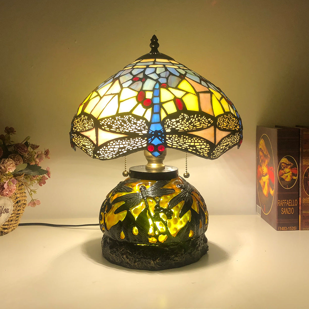 Glass Resin Dragonfly Living 3-Light Table Lamp