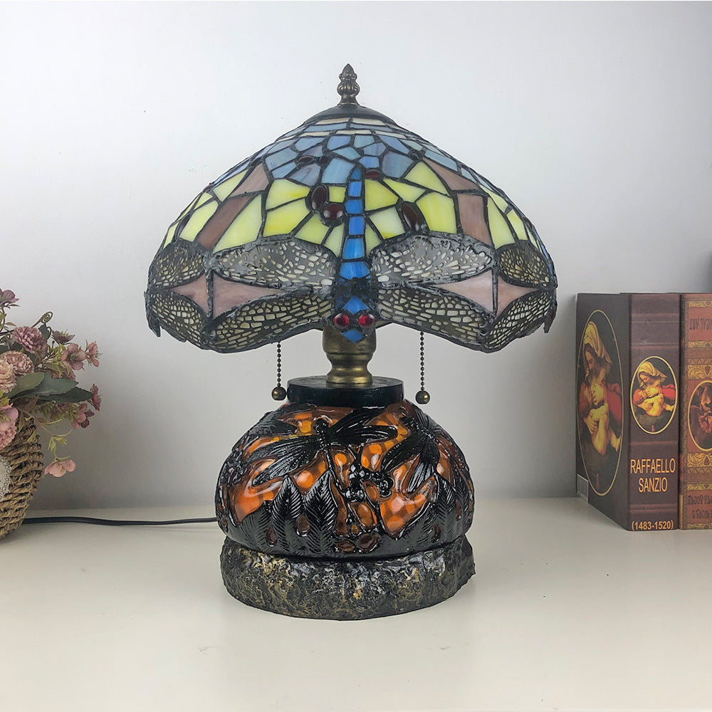 Glass Resin Dragonfly Living 3-Light Table Lamp