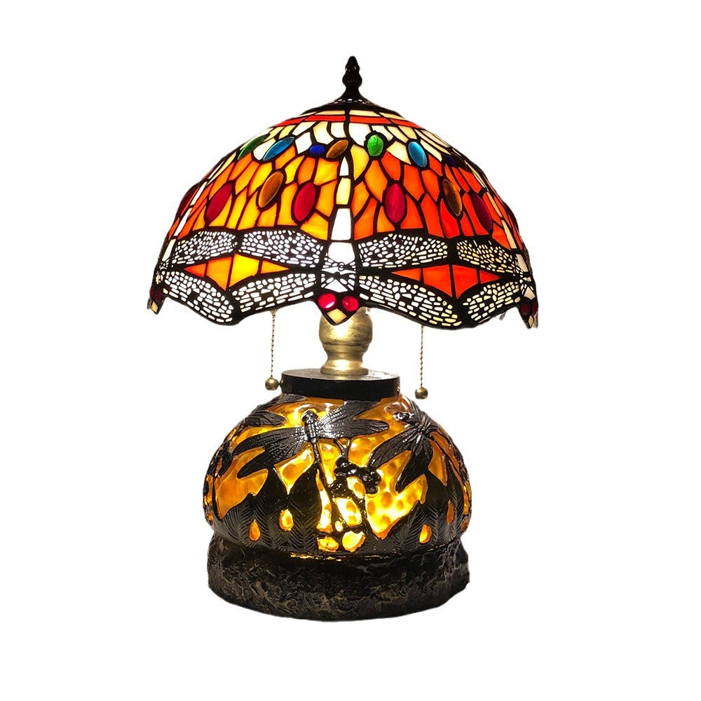 Glass Resin Dragonfly Living 3-Light Table Lamp