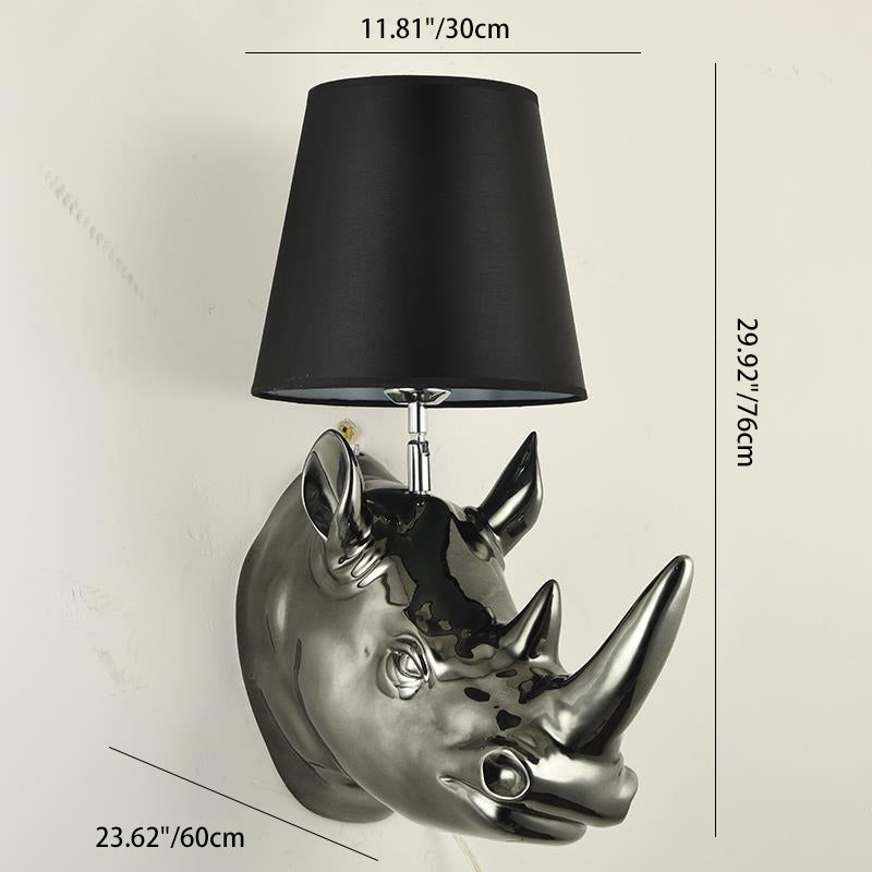 Resin Fabric Rhino Bedside Wall Lamp