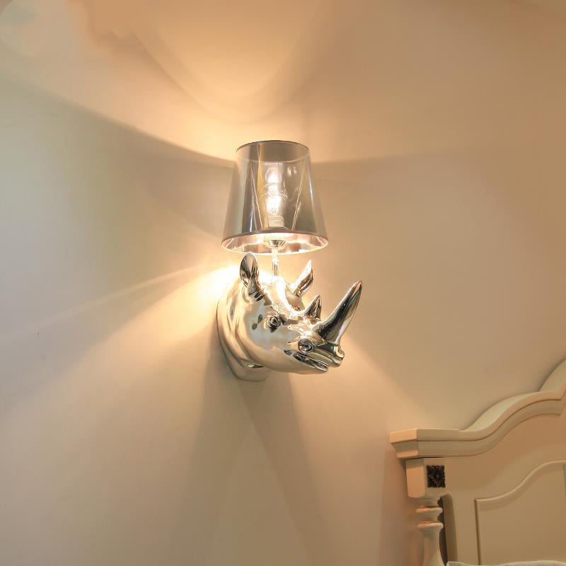 Resin Fabric Rhino Bedside Wall Lamp