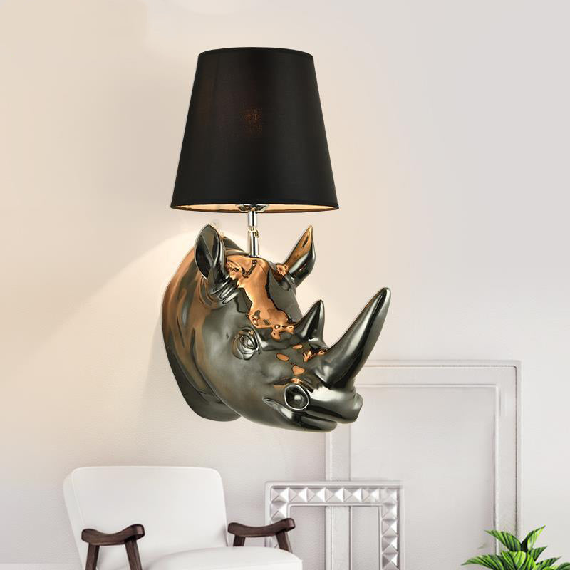Resin Fabric Rhino Bedside Wall Lamp