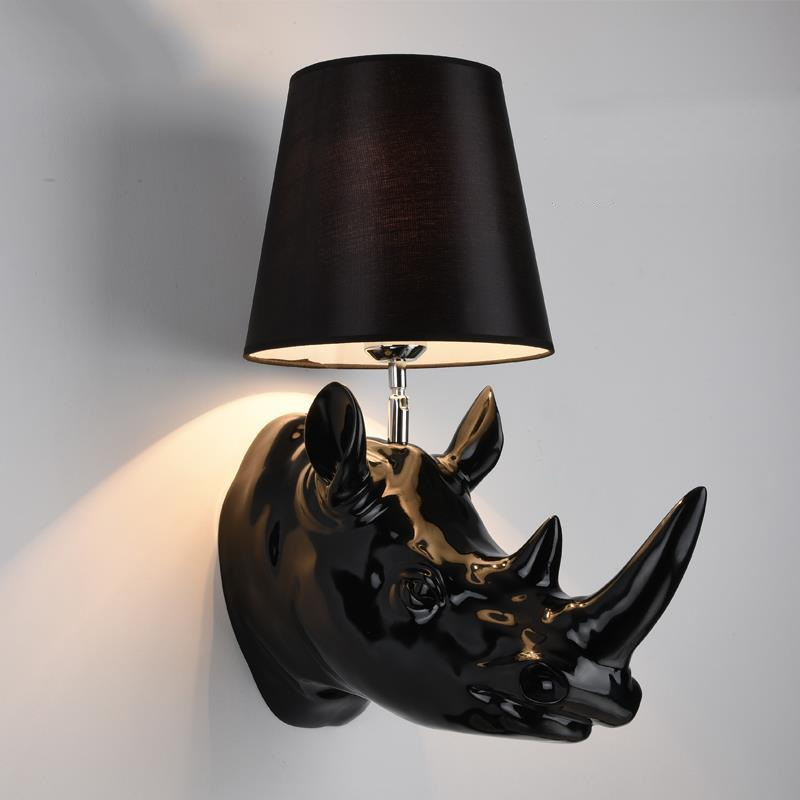 Resin Fabric Rhino Bedside Wall Lamp