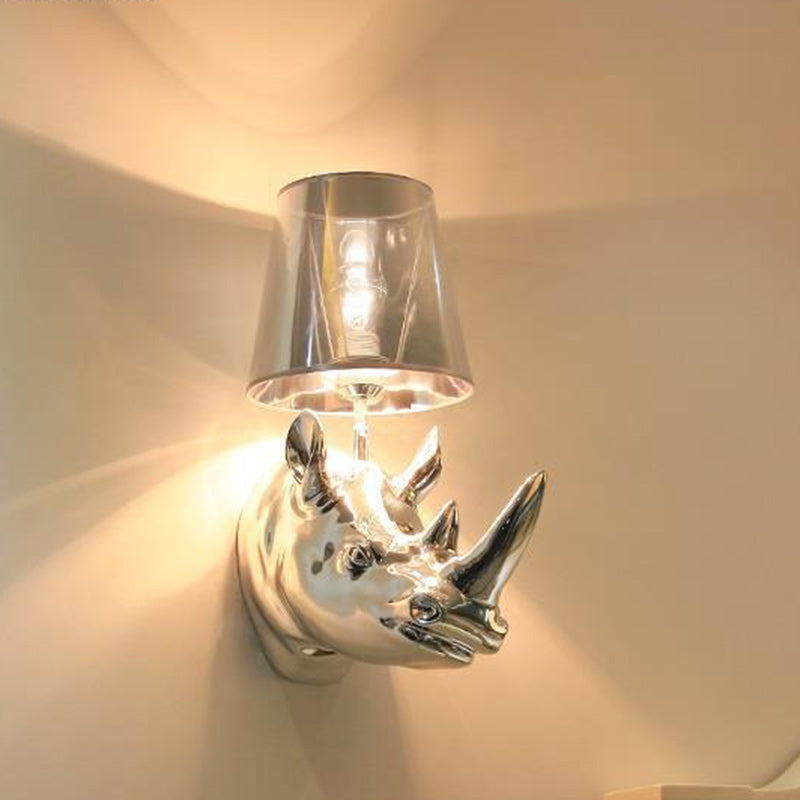 Resin Fabric Rhino Bedside Wall Lamp