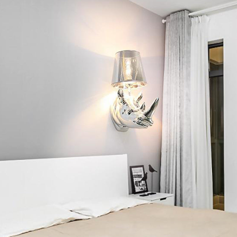 Resin Fabric Rhino Bedside Wall Lamp