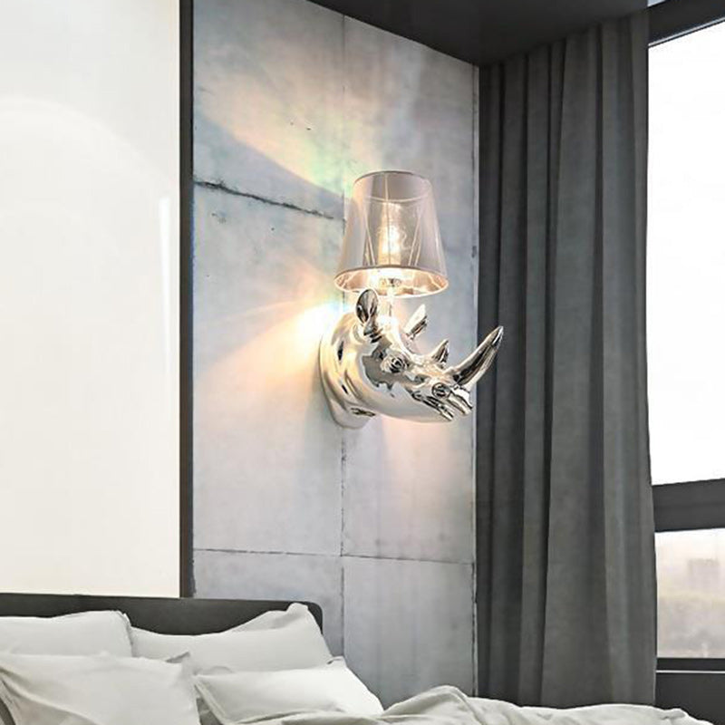 Resin Fabric Rhino Bedside Wall Lamp