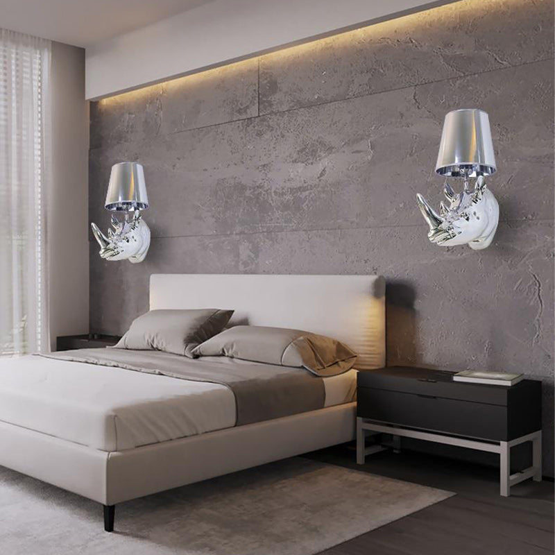 Resin Fabric Rhino Bedside Wall Lamp
