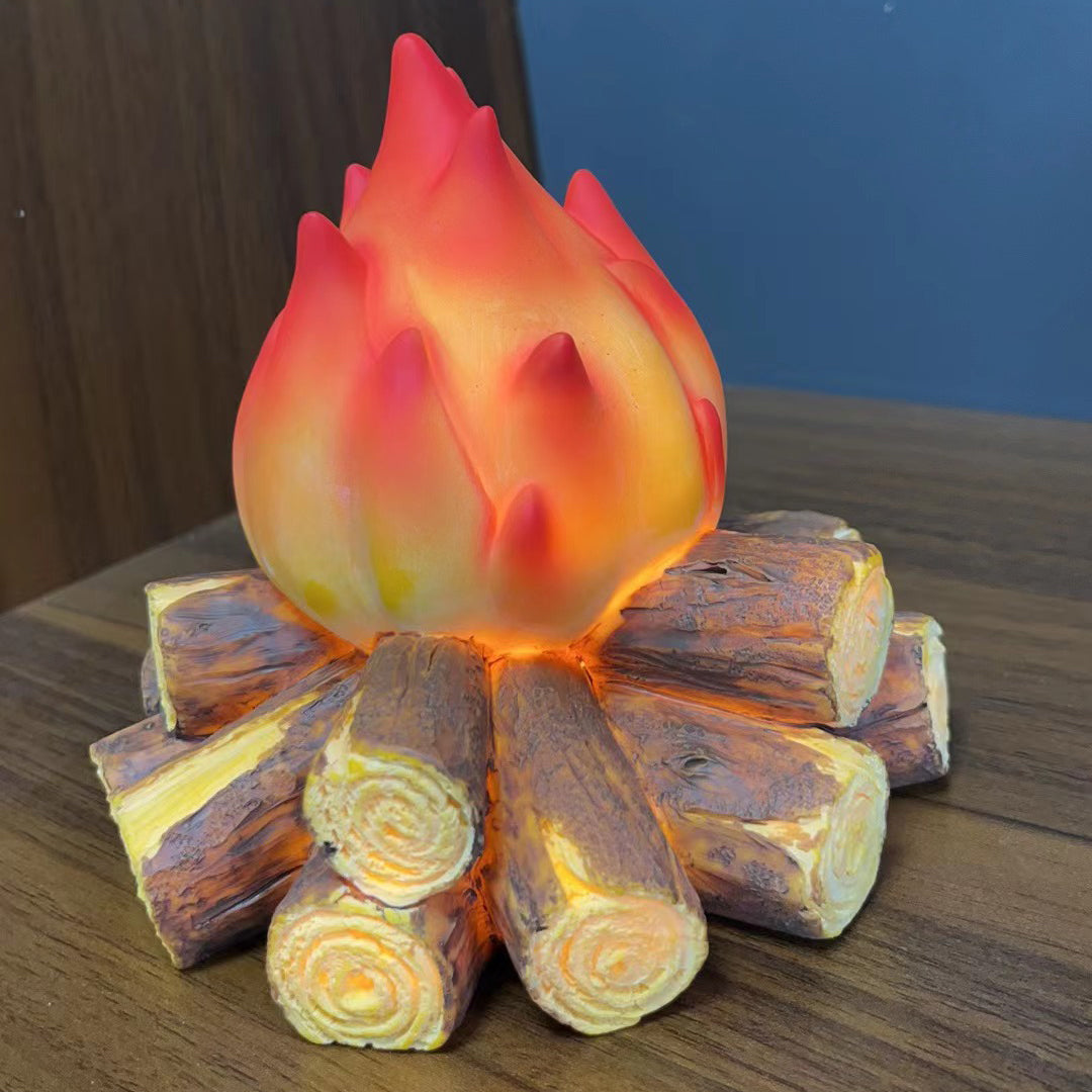 Battery Resin Simulated Firewood Table Lamp