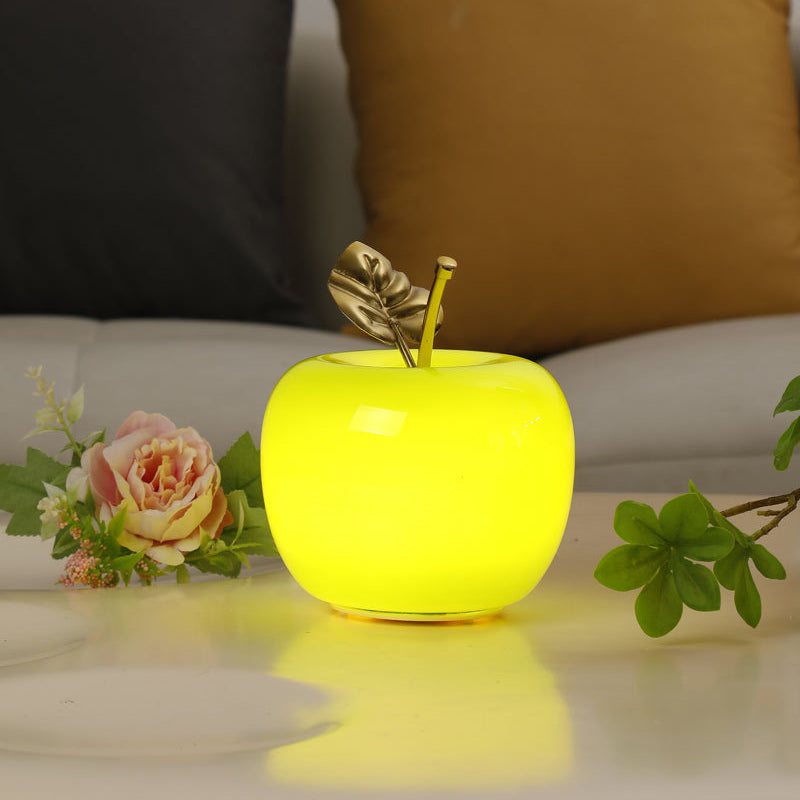 Battery Iron Glass Apple-Shaped Table Lamp