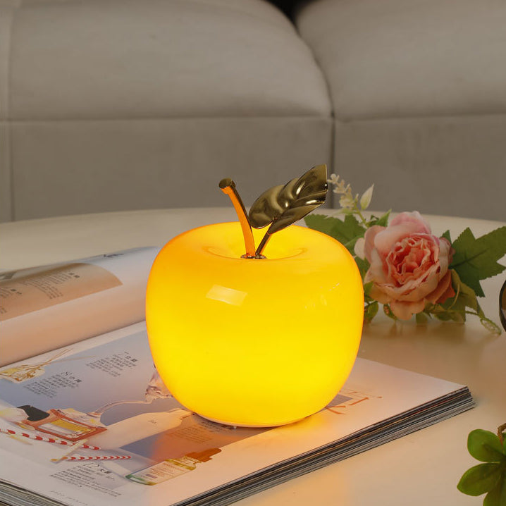Battery Iron Glass Apple-Shaped Table Lamp
