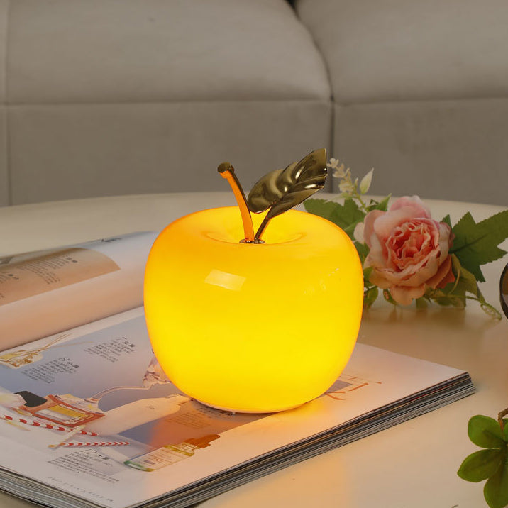 Battery Iron Glass Apple-Shaped Table Lamp