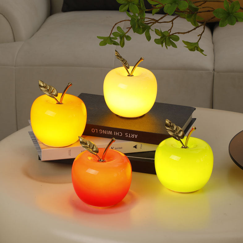 Battery Iron Glass Apple-Shaped Table Lamp