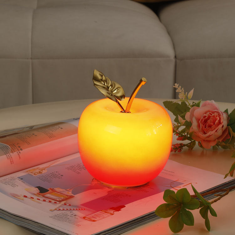 Battery Iron Glass Apple-Shaped Table Lamp