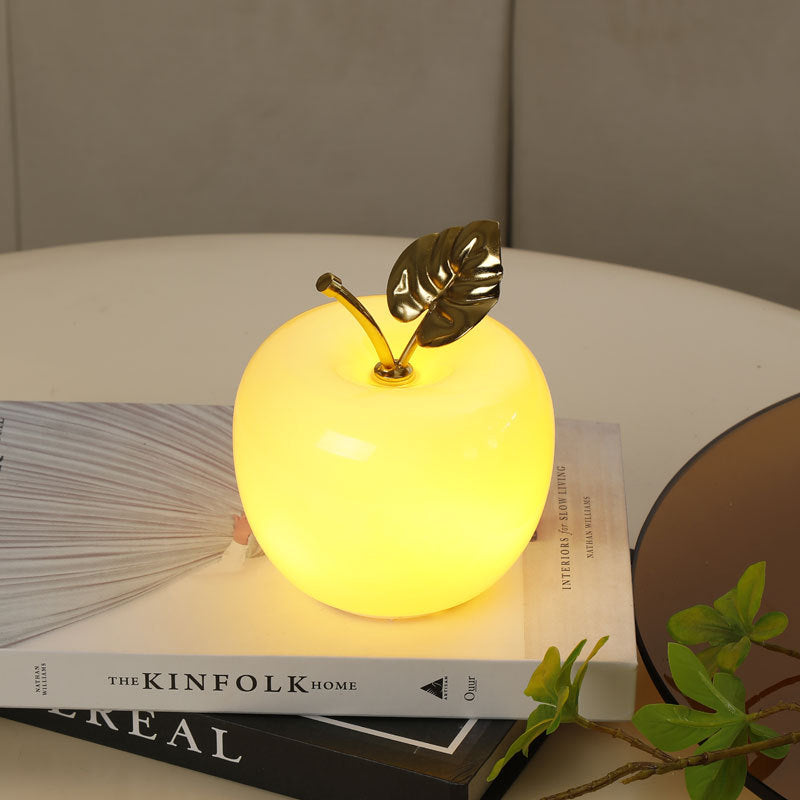 Battery Iron Glass Apple-Shaped Table Lamp