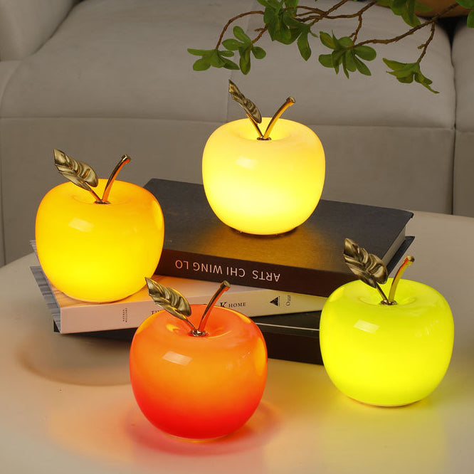 Battery Iron Glass Apple-Shaped Table Lamp